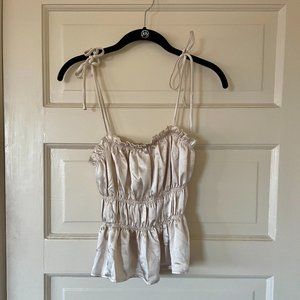 Satin Shirred Self-Tie Cami